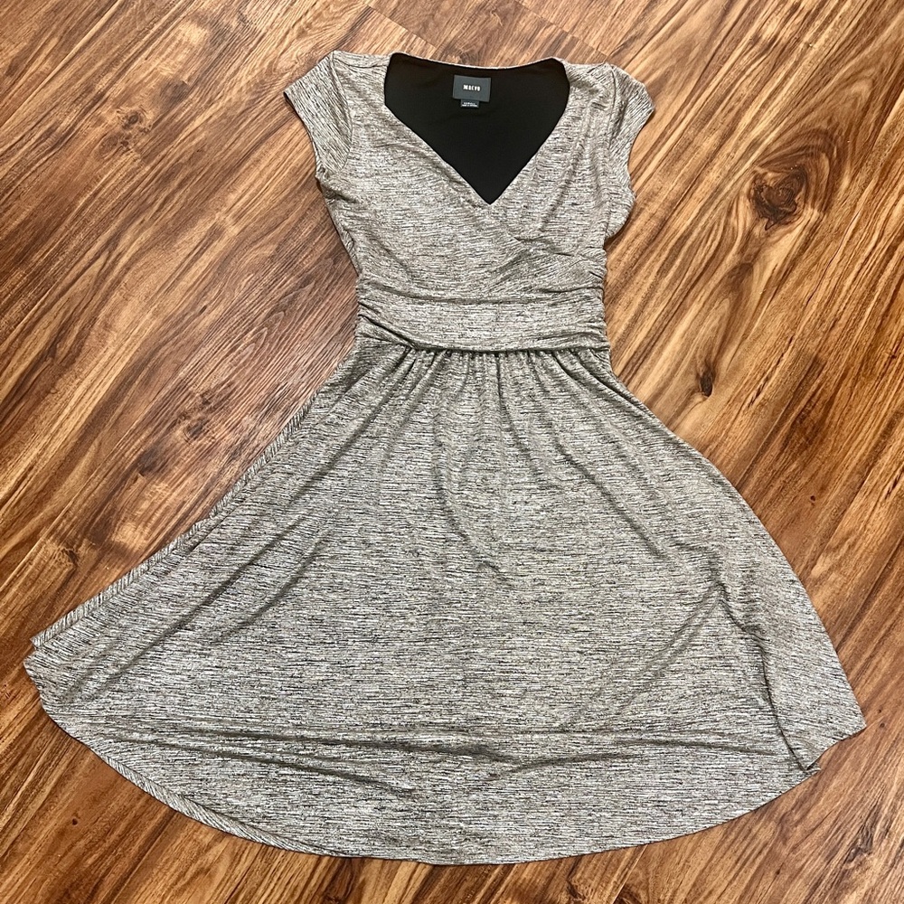 Anthropologie Maeve Tamera Wrap
Dress in Sparking Silver